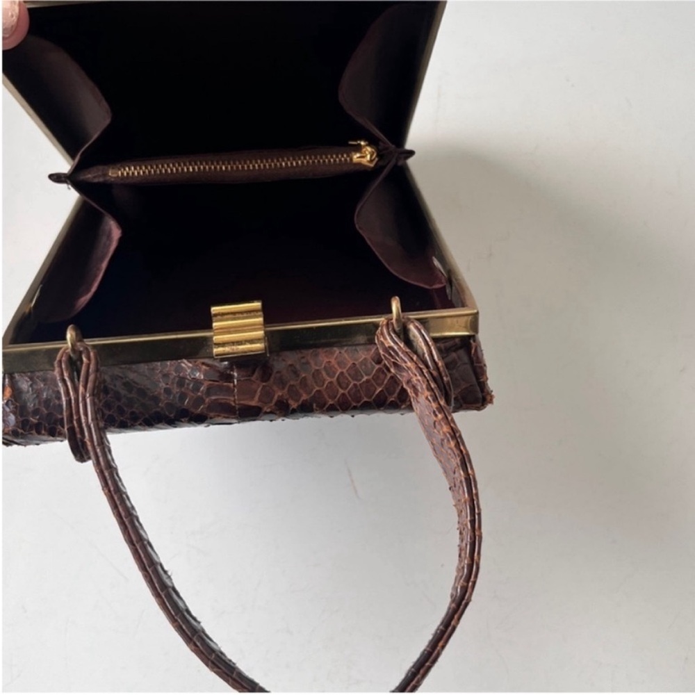 Brown Snakeskin Pattern Handbag - Picture 4 of 5